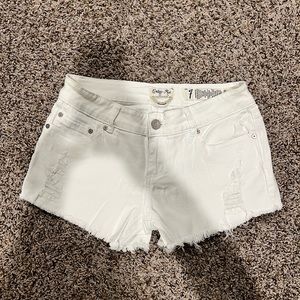 White jean shorts